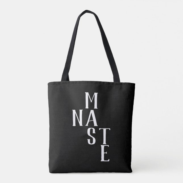 Namaste | black white double sided tote bag (Back)