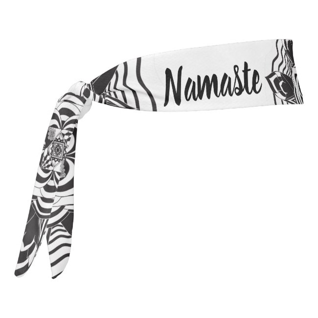 Namaste Black White Floral Mandala Abstract