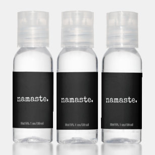 Namaste Black White Minimal Typography Hand Sanitizer
