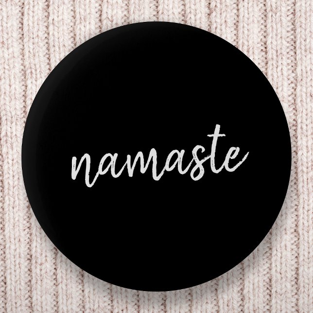 Namaste | Black Yoga Modern Spiritual Meditation Button (Creator Uploaded)