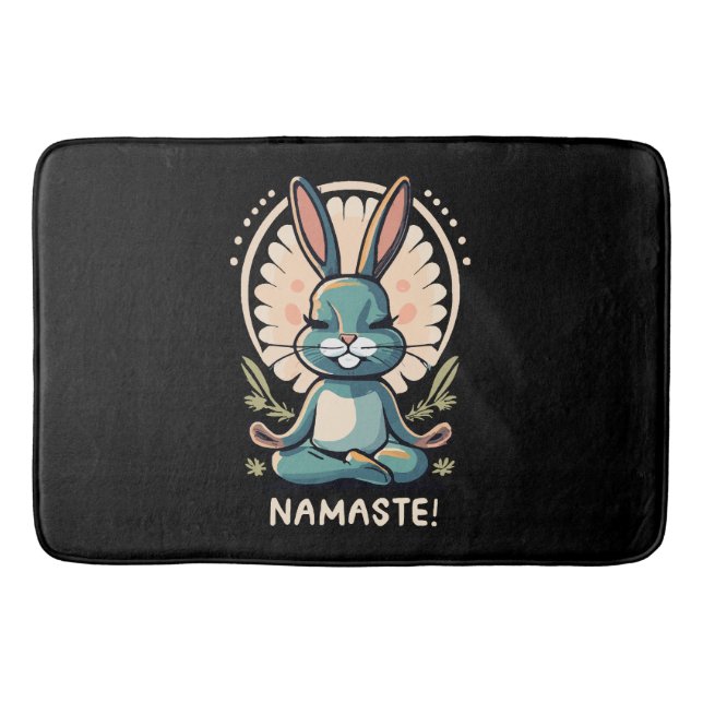 namaste bunny yoga rabbit meditation bath mat (Front)