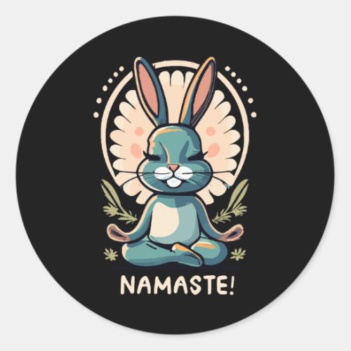 namaste bunny yoga rabbit meditation classic round sticker