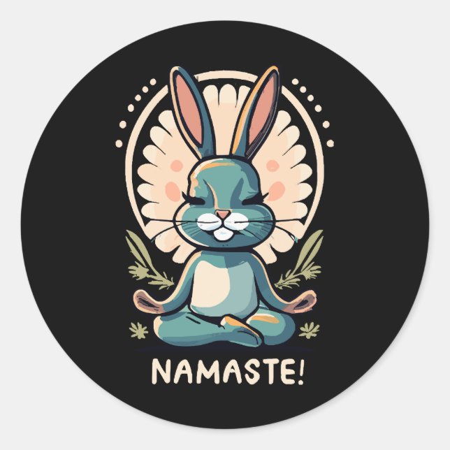 namaste bunny yoga rabbit meditation classic round sticker (Front)