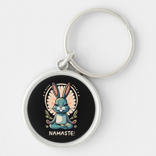 namaste bunny yoga rabbit meditation keychain