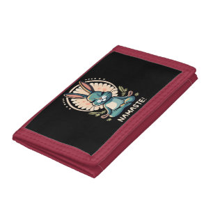 namaste bunny yoga rabbit meditation trifold wallet