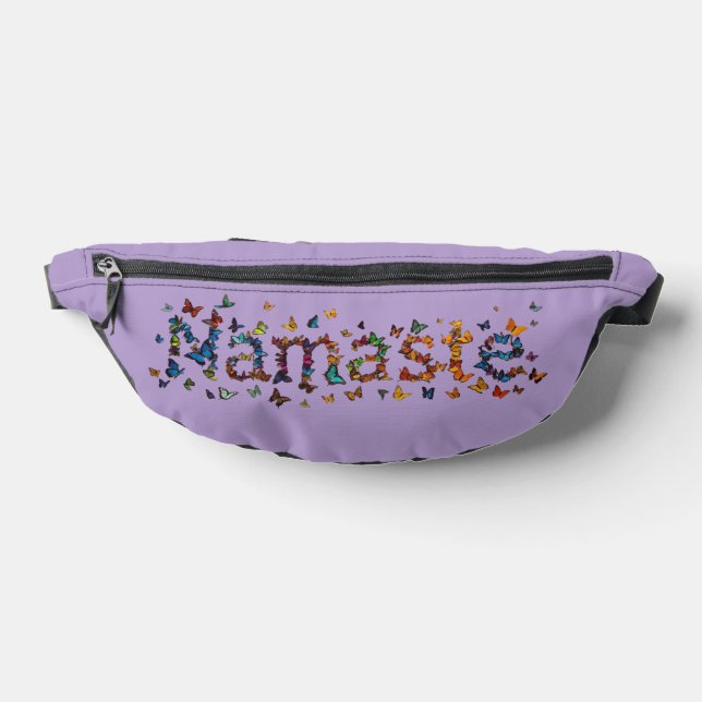 Namaste Butterfly Graphic Yoga Art Lavender Purple Fanny Pack (Lay Down)