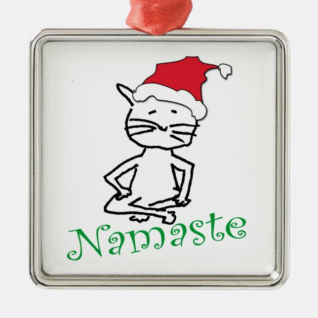 Namaste Cat Metal Ornament (Front)
