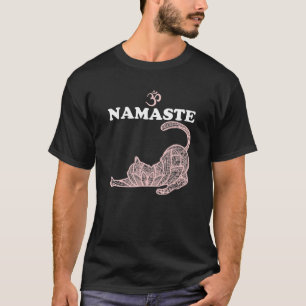 Namaste Cat Yoga Pose Om Symbol Funny Yoga Gift Fo T-Shirt