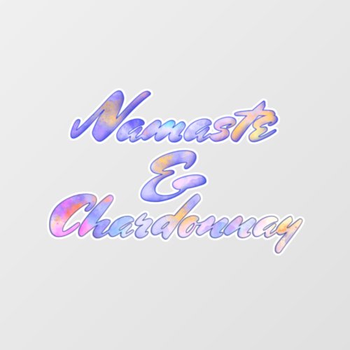 Namaste Chardonnay Watercolor Pink Mauve Aqua Blue Wall Decal