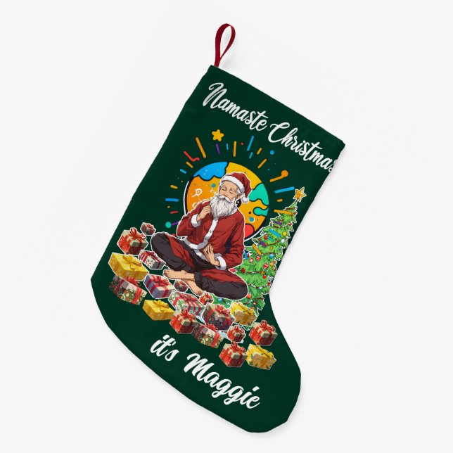 Namaste Christmas Small Christmas Stocking (Front (Hanging))
