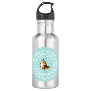 Namaste Corgi Tricolor Blue Emblem Water Bottle