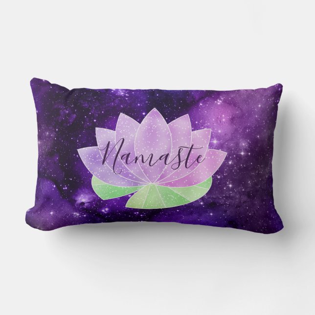 Namaste Cosmic Purple Lotus Flower Chic Cozy Lumbar Pillow (Front)