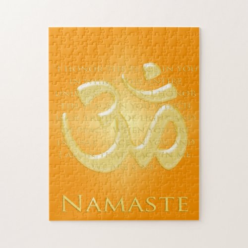 Namaste Definition with Om Symbol _ on Orange Jigsaw Puzzle