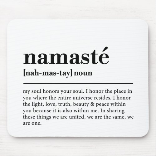 Namaste Definition Yoga Modern Minimal Meditation Mouse Pad