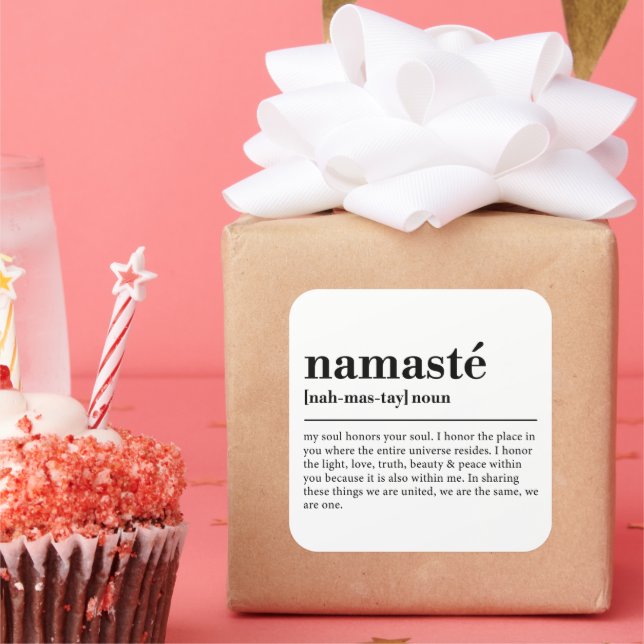 Namaste Definition Yoga Modern Minimal Meditation Square Sticker (Party)