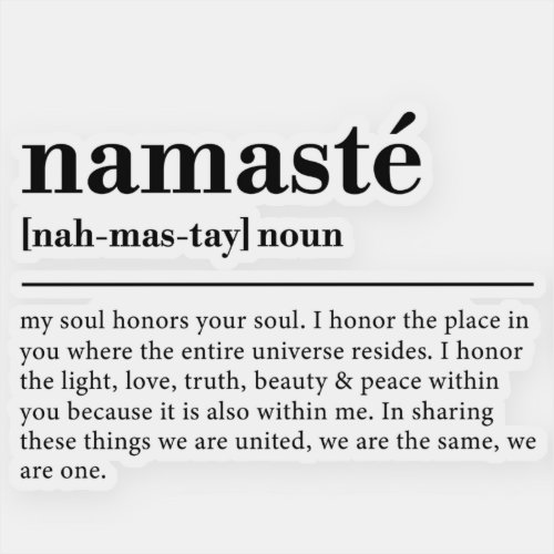 Namaste Definition Yoga Modern Minimal Meditation Sticker