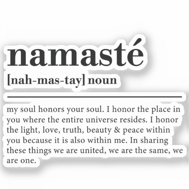 Namaste Definition Yoga Modern Minimal Meditation Sticker (Front)