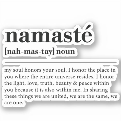 Namaste Definition Yoga Modern Minimal Meditation Sticker