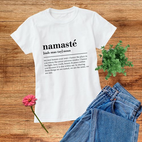 Namaste Definition Yoga Modern Minimal Meditation T_Shirt