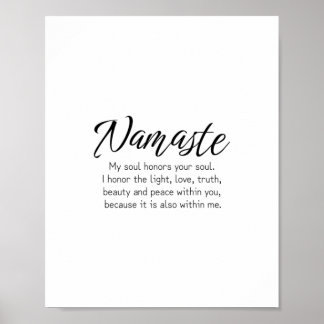 Namaste definition Zen,Yoga, Inspirational quote Poster