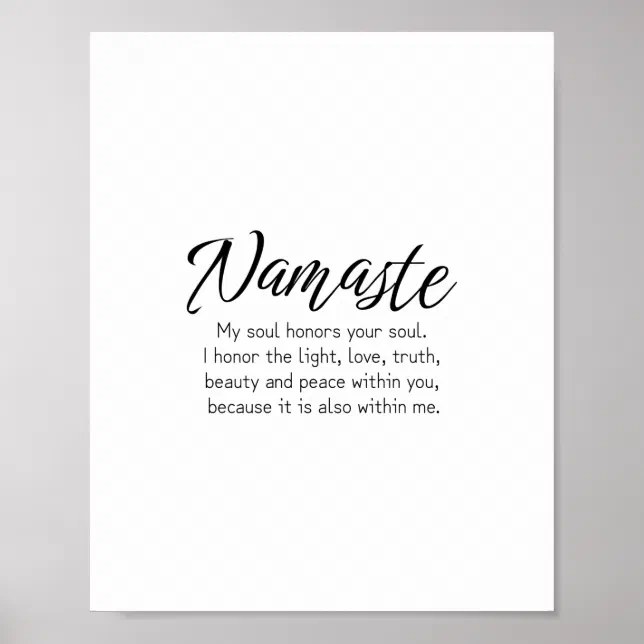 Namaste definition Zen,Yoga, Inspirational quote Poster Zazzle