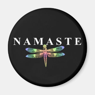Namaste Dragonfly (Dark Background) Round Magnet