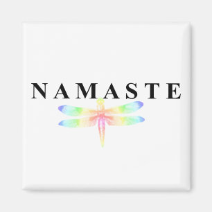 Namaste Dragonfly Square Magnet