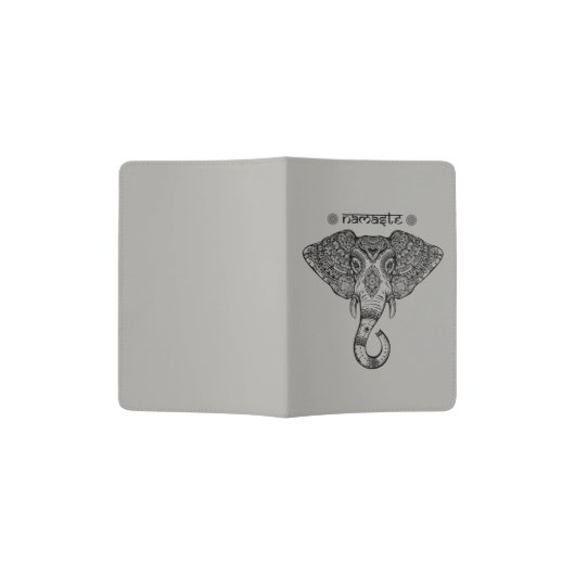 Namaste elephant mandala passport holder (Opened)