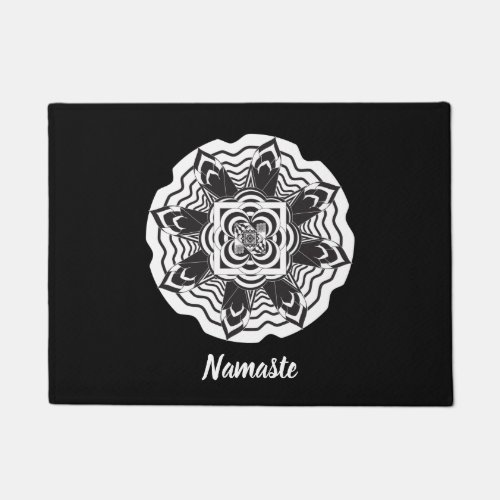 Namaste Flora Mandala Black and White Doormat