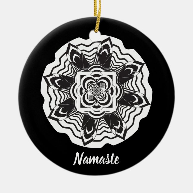 Namaste Floral Mandala Black and White Ornamenr