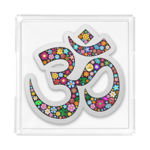 Namaste Floral Symbol Art Acrylic Tray