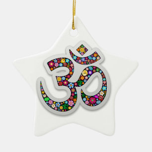 Namaste Floral Symbol Art Ceramic Ornament