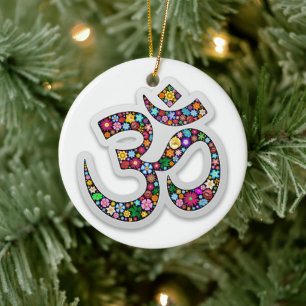Namaste Floral Symbol Art Ceramic Ornament