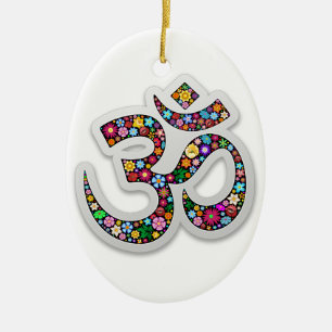Namaste Floral Symbol Art Ceramic Ornament