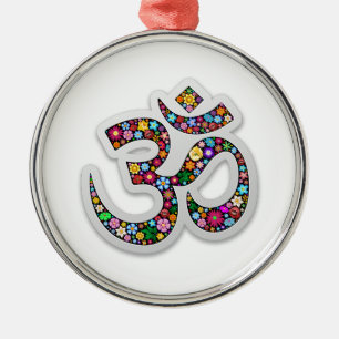 Namaste Floral Symbol Art Metal Ornament