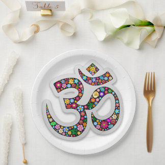 Namaste Floral Symbol Art Paper Plates