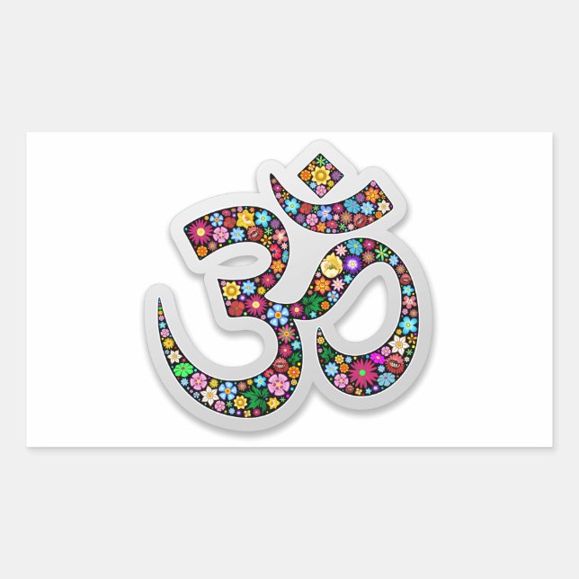 Namaste Floral Symbol Art Rectangular Sticker (Front)