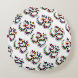 Namaste Floral Symbol Art Round Pillow