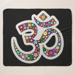 Namaste Floral Symbol Art Sherpa Blanket