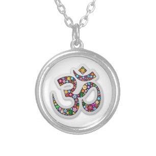 Namaste Floral Symbol Art Silver Plated Necklace