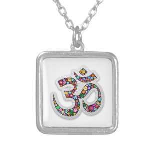 Namaste Floral Symbol Art Silver Plated Necklace