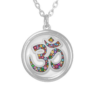 Namaste Floral Symbol Art Silver Plated Necklace