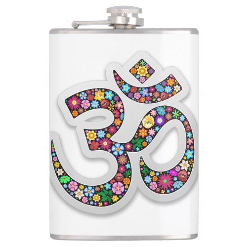 Namaste Floral Yoga Symbol  Flask