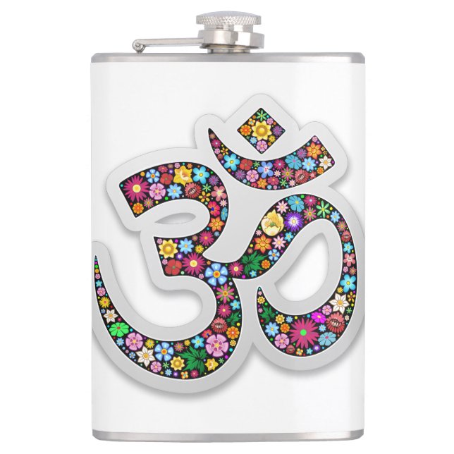 Namaste Floral Yoga Symbol  Flask (Front)