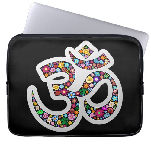 Namaste Floral Yoga Symbol  Laptop Sleeve