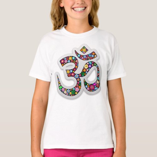 Namaste Floral Yoga Symbol  T_Shirt