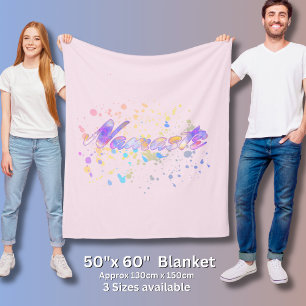 Namaste for Yoga Watercolor Pink Mauve Yellow Blue Fleece Blanket