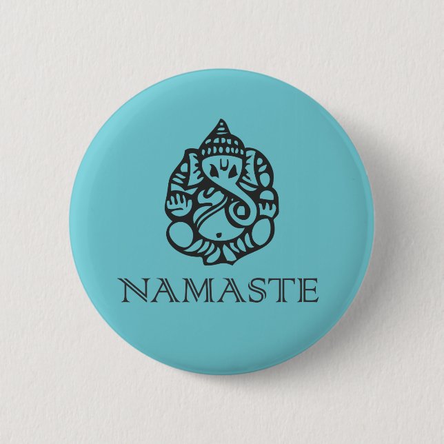 Namaste Ganesh Badge Pinback Button (Front)