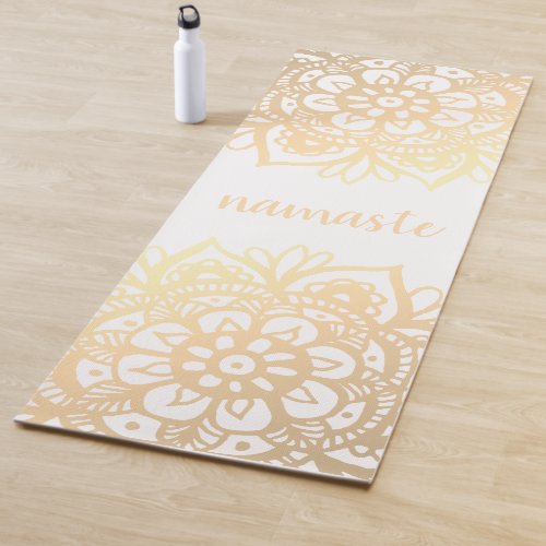 Namaste Gold Mandala Flowers Yoga Mat