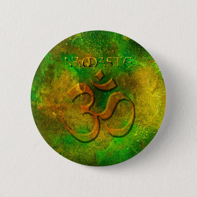 Namaste Green Gold Button (Front)